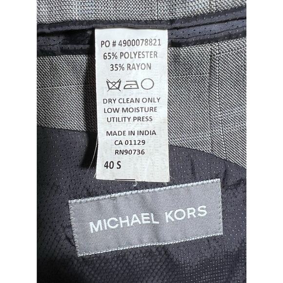 MICHAEL KORS Mens Gray Black Super Soft Blazer Sport Coat Suit Jacket Size 40S - Picture 10 of 12